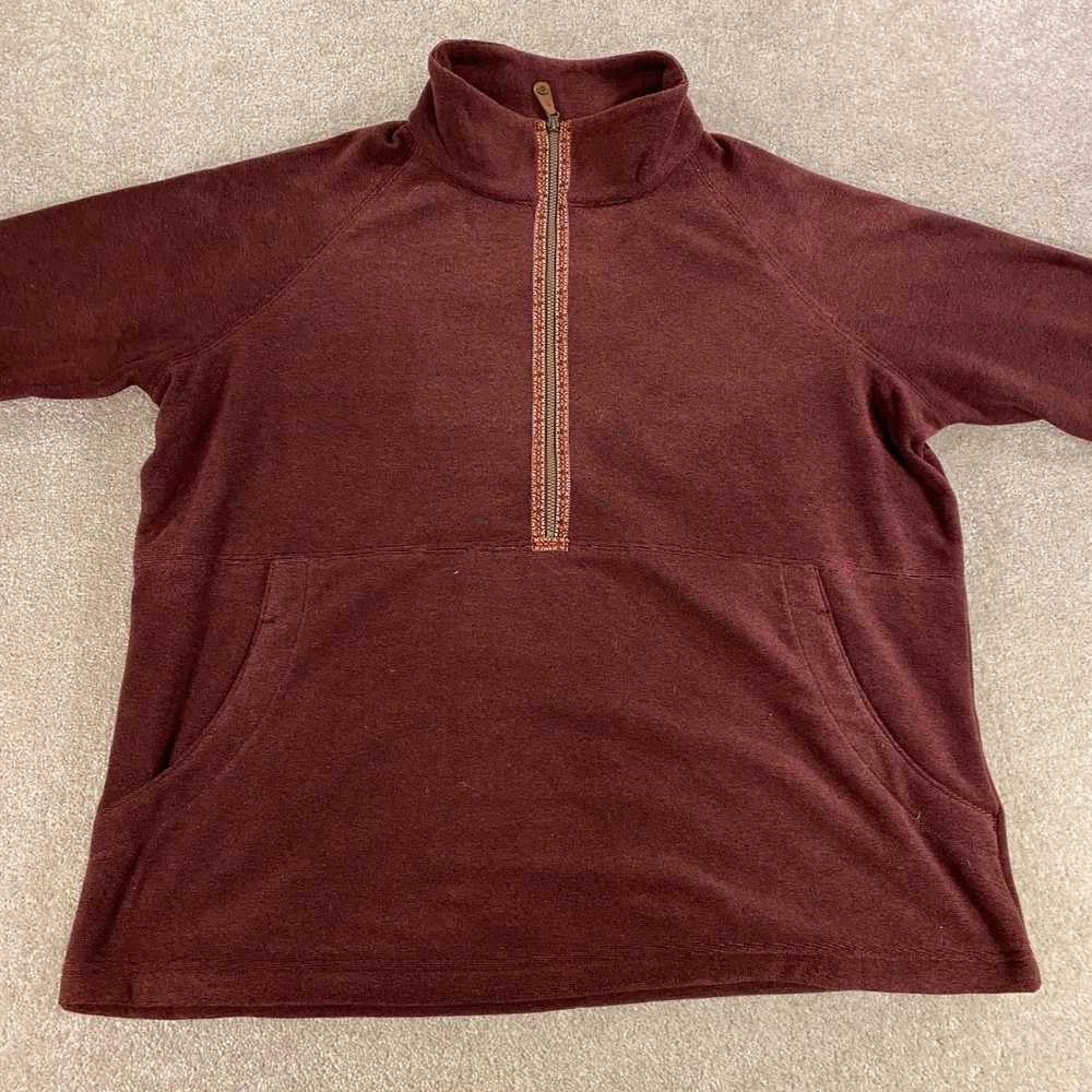 Sherpa Adventure Gear Pullover Womens XL Burgundy 1/4 Zip Fleece Thumbholes